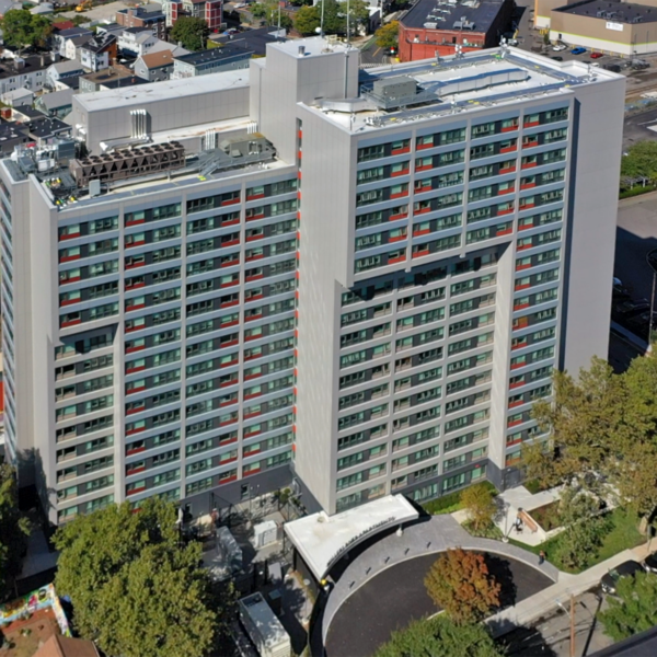 Exterior view of high rise apartment biulding