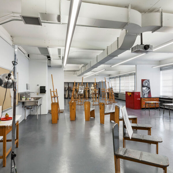 Westfield State University Catherine Dower Center Art Studio with easels