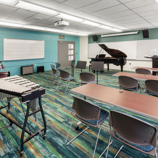 Westfield State University Catherine Dower Center Music Classroom with instruments